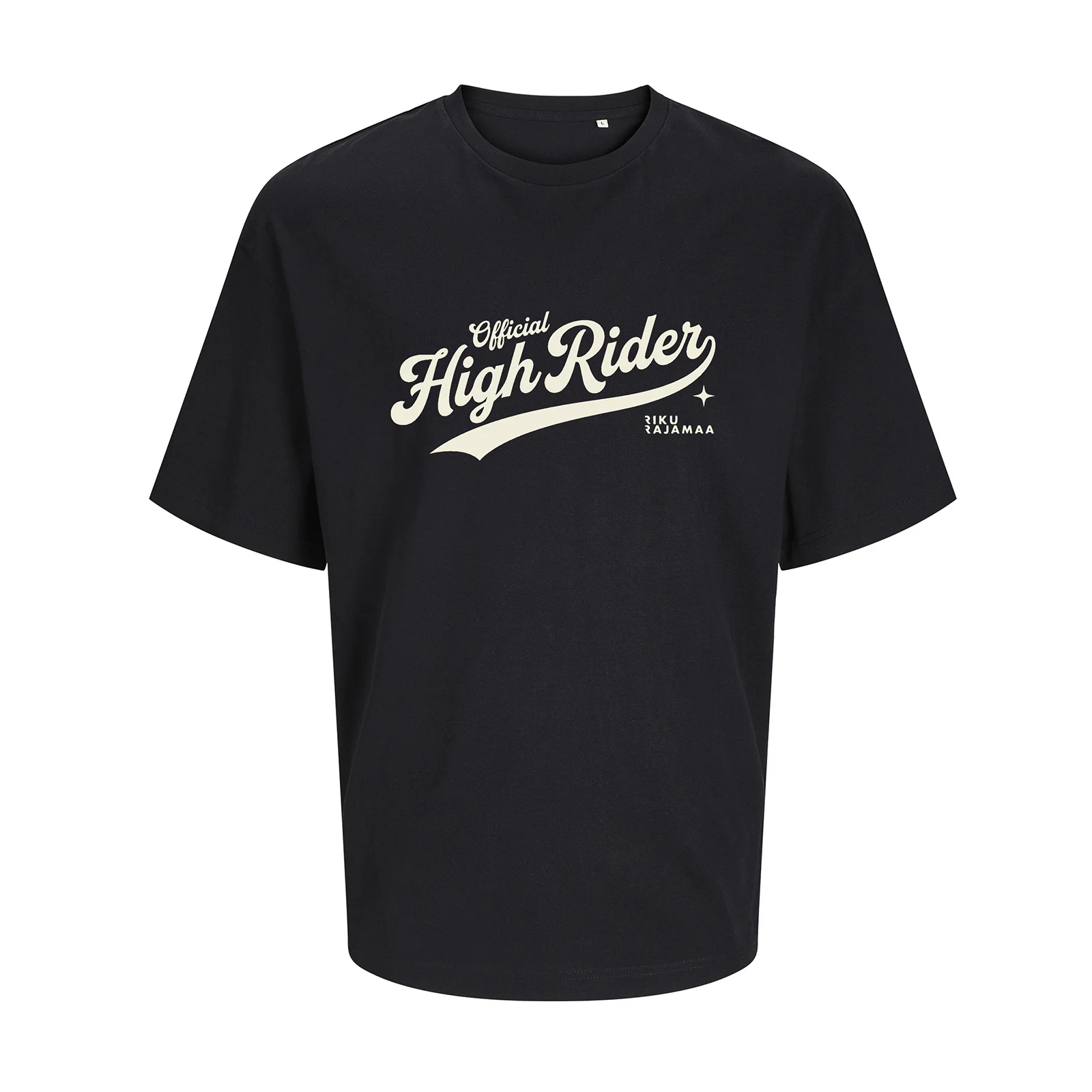 schwarzer oversized shirt mit High Rider Aufdruck in beige