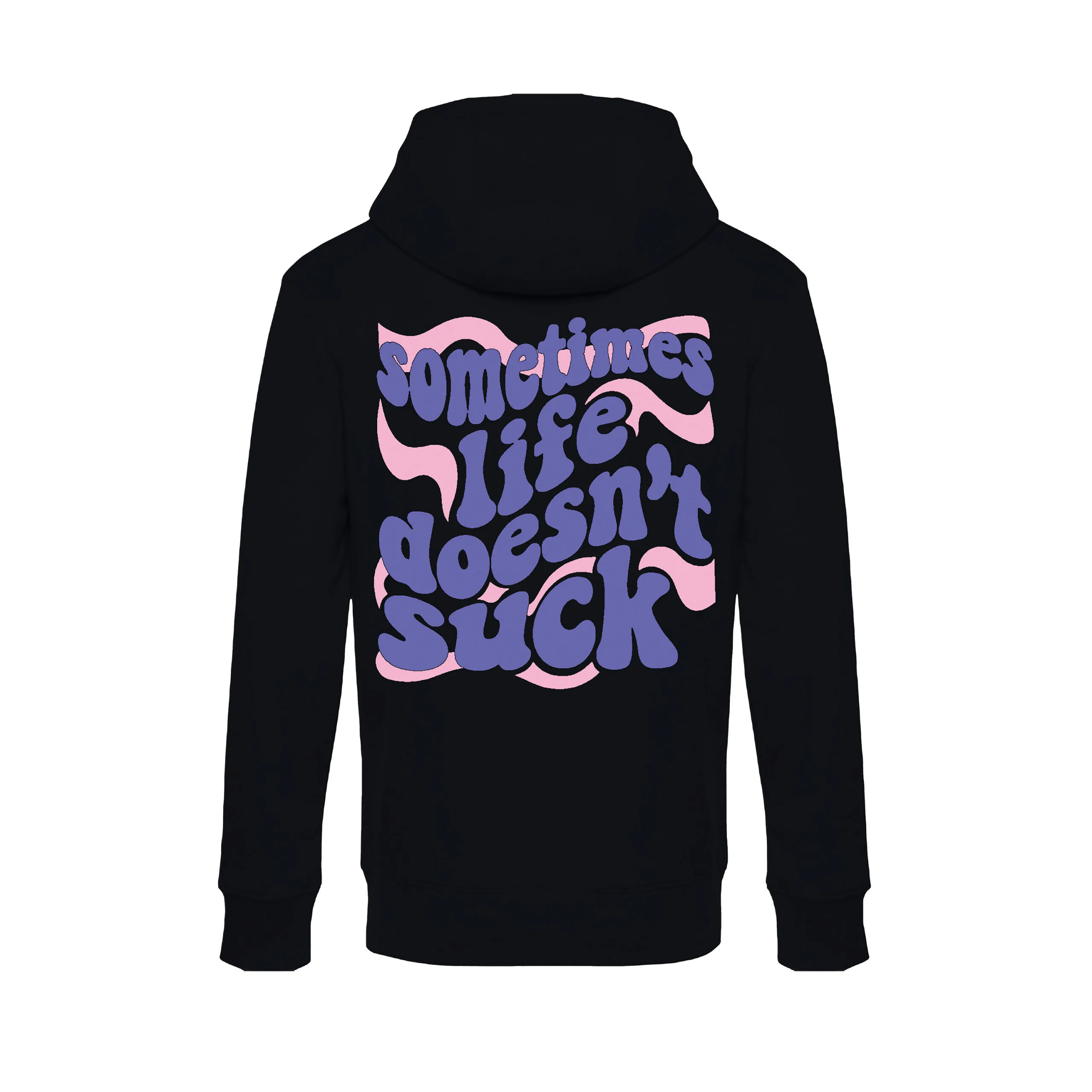 schwarzer Hoodie mit lila7rosa somethimes life doens'nt suck Back motiv